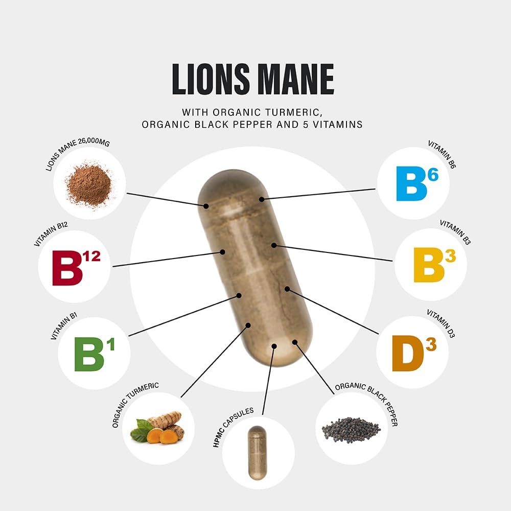 Lions Mane Supplement High Strength 26,000mg Plus 5 Vitamins SS Sport Supplies buy supplements canada