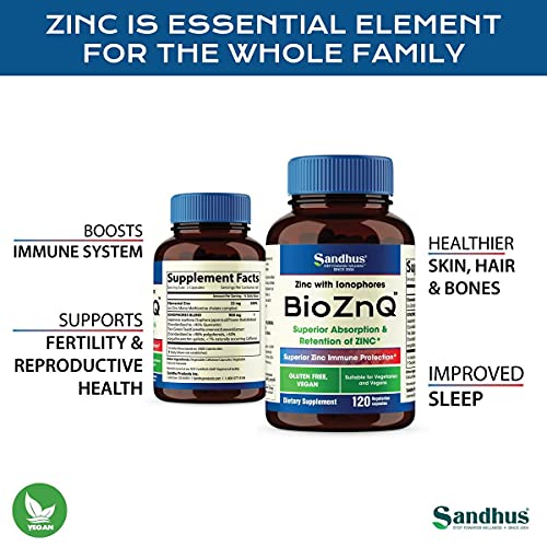 Sandhu's BioZnq 900mg Vegetarian Capsules Zinc Supplement with Quercetin Sandhu's buy supplements canada