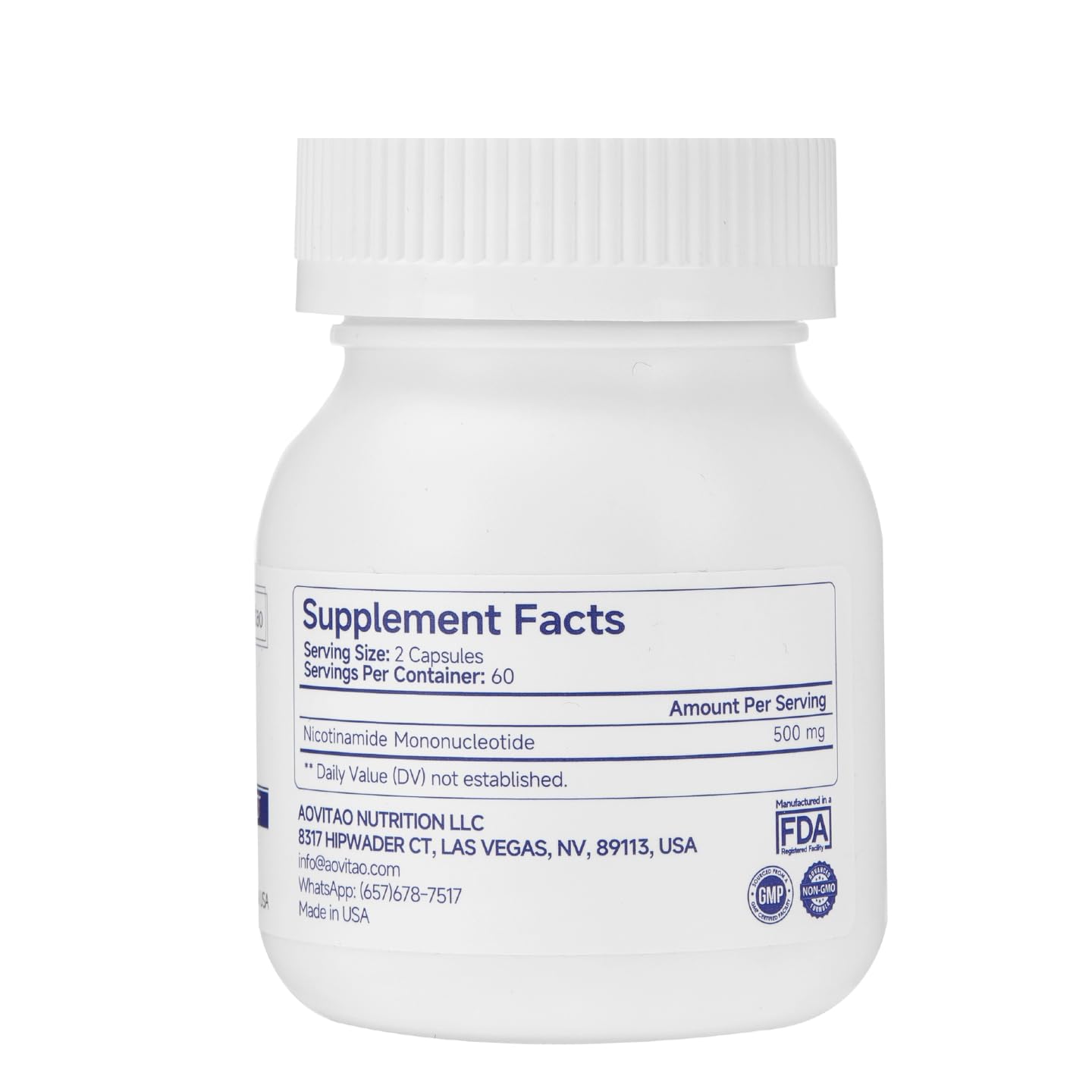 AOVITAO NMN Supplement 500mg Ultra Pure 99.8% | Stabilized Form | Supports NAD+ Production, Cellular Health & Healthy Aging | 60 Capsules AOVITAO buy supplements canada