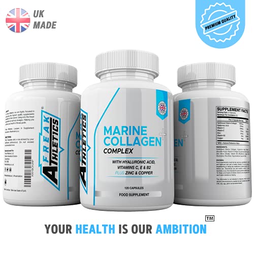 Marine Collagen 1000mg - Type 1 Hydrolysed Collagen - Enhanced with Hyaluronic Acid, Vitamin C Freak Athletics buy supplements canada
