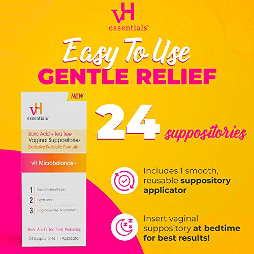 vH essentials Boric Acid + Tea Tree Vaginal Suppositories - Prebiotics Formula with Lactic Acid vH essentials buy supplements canada