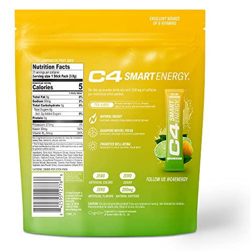 C4 Smart Energy Powder Stick Packs - Sugar Free Performance Fuel & Nootropic Brain Cellucor buy supplements canada
