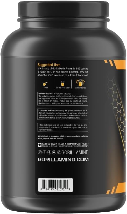 Gorilla Mode Premium Protein - Chocolate Peanut Butter / 24 Grams of Protein/Recover Gorilla Mind buy supplements canada