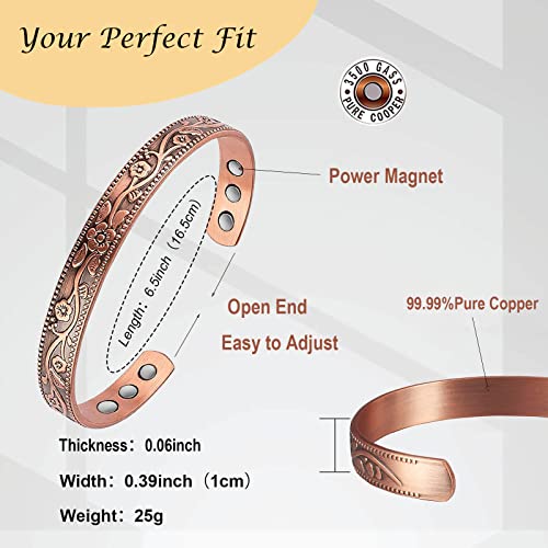 UtenoTureH Magnetic Copper Bracelet for Women for Arthritis, 6.5'' Adjustable Solid Copper Bracelet UtenoTureH buy supplements canada