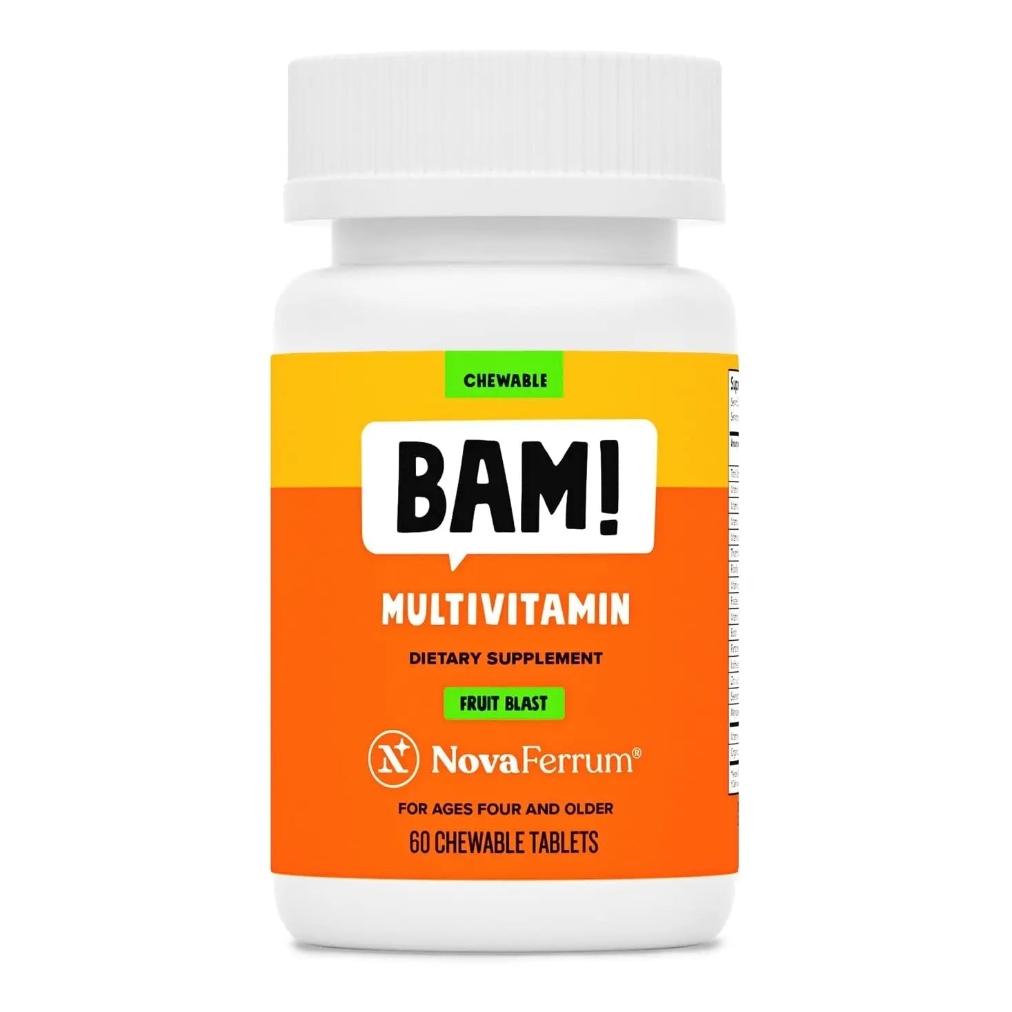 NovaFerrum BAM Chewable Multivitamin for Kids & Adults Ages 4 and Above – Fruit Blast Flavor – 60 Chewable Tablets NovaFerrum buy supplements canada