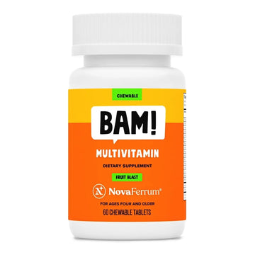 NovaFerrum BAM Chewable Multivitamin for Kids & Adults Ages 4 and Above – Fruit Blast Flavor – 60 Chewable Tablets NovaFerrum buy supplements canada