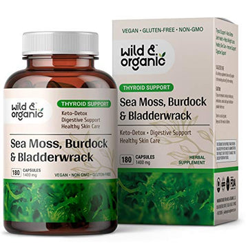 Sea Moss Capsules - 180 Caps Wildcrafted Irish Moss, Burdock Root & Bladderwrack Wild & Organic buy supplements canada