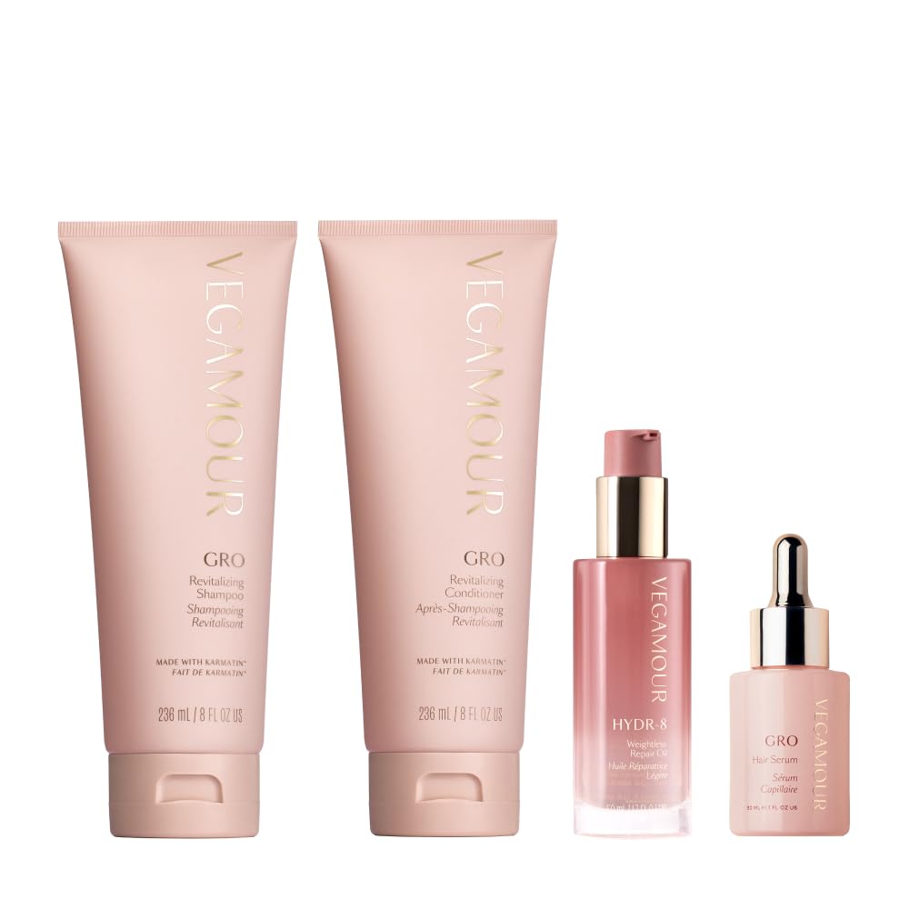 Vegamour Essentials Kit: Revitalizing Shampoo & Conditioner, Hair Serum, Weightless Repair Oil for All Hair Types VEGAMOUR buy supplements canada