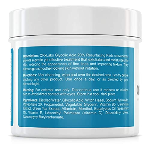 QRxLabs Glycolic Acid 20% Resurfacing Pads for Face & Body with Vitamins B5 QRxLabs buy supplements canada
