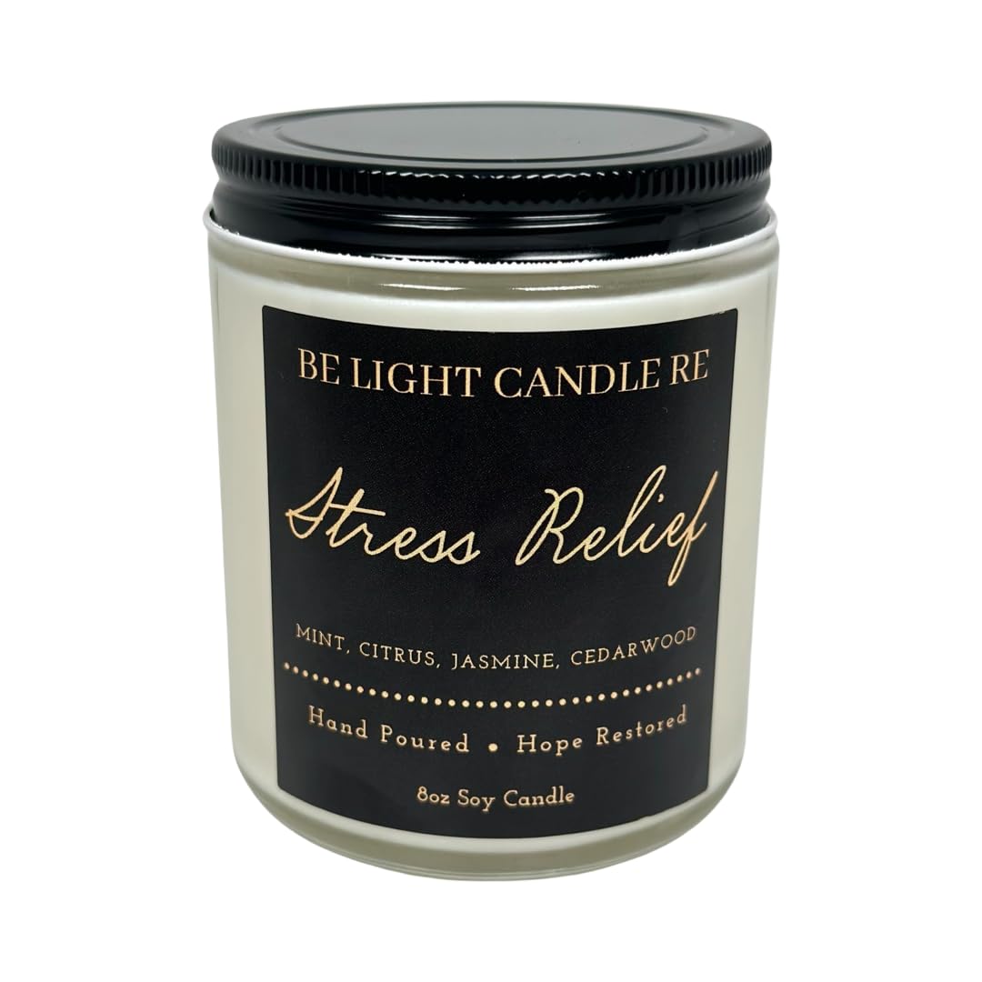 Stress Relief Candle | Purpose-Driven Soy Candles | Scented Candle for Home | 8oz Long Lasting Candle Be Light Candle RE buy supplements canada