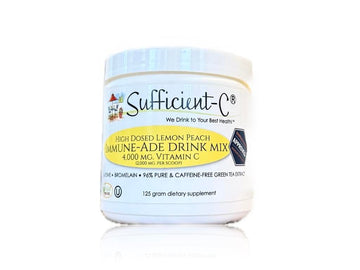Sufficient-C High Dose Non-GMO Vitamin C Lemon Peach Immune-Ade Drink Mix, Convenient 125 Gram Size w/L-lysine, Bromelain & a Premium 96% Pure Green Tea Extract Sufficient-C buy supplements canada