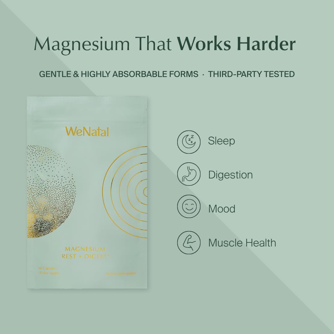 WeNatal Rest + Digest Magnesium Supplement with Glycinate, Malate, Citrate & Gluconate for Relaxation, Digestion, Sleep, Mood & Stress Support – Vegan, Non-GMO, 60 Capsules WeNatal buy supplements canada