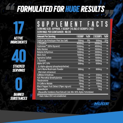 Huge Supplements Wrecked Pre-Workout, 30G+ Ingredients Per Serving to Boost Energy Huge Supplements buy supplements canada