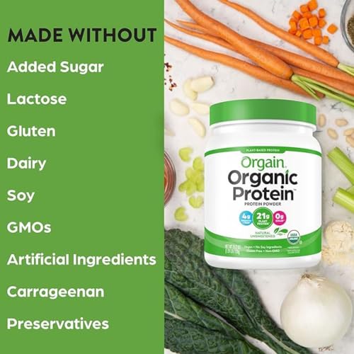 Orgain Organic Unflavored Vegan Protein Powder, Natural Unsweetened - 21g Plant Based Orgain buy supplements canada