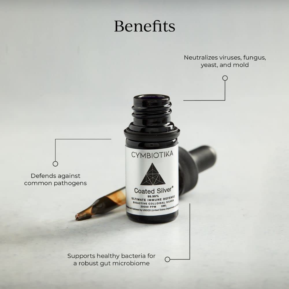 CYMBIOTIKA Colloidal Silver Liquid Supplement with Coated Silver, 20,000 PPM Mineral Concentrate, Immune Support Supplement for Adults, Easy to Use, 5 ml CYMBIOTIKA buy supplements canada