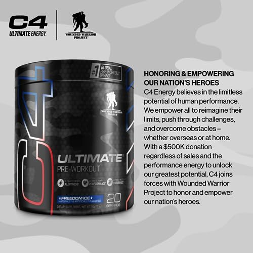 C4 Ultimate x Wounded Warrior Project Pre Workout Powder Freedom Ice - Sugar Free Cellucor buy supplements canada