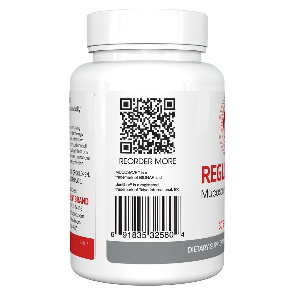 Silver Fern Regularity Digestive Supplement Capsules Brand - 1 Bottle = 30 Capsules = 30 Day Supply - Mucosave FG (Prickly Pear Polysaccharides & Olive Leaf Polyphenols) & SunFiber Silver Fern buy supplements canada