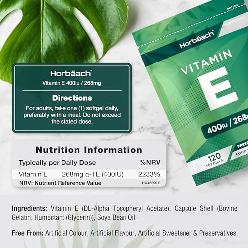 Vitamin E Capsules 400iu | 120 Count | High Strength Vitamin E as DL-a-Tocopheryl Horbäach buy supplements canada