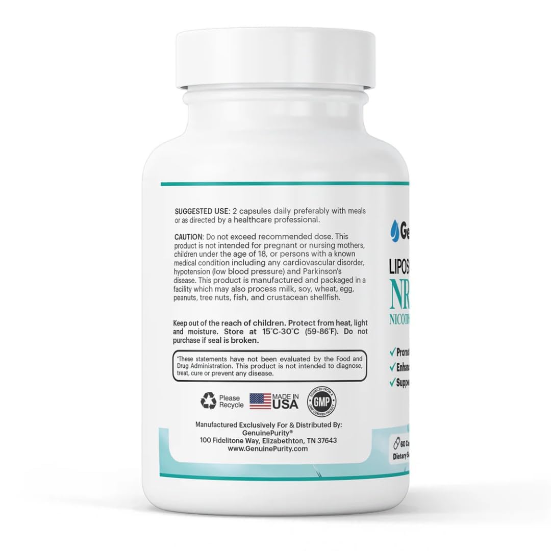 GenuinePurity Liposomal NR 300mg Nicotinamide Riboside Supplement | Advanced NAD Boost for Cellular Energy and Mitochondrial Function | Gluten Free, Vegan, USA Made, Non-GMO | 60 Capsules GenuinePurity buy supplements canada