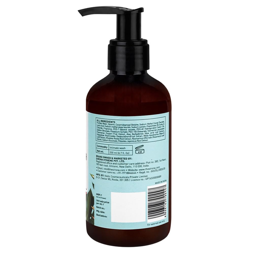 Sirona Natural Refreshing Feminine Wash - 6.7 Fl Oz (200 ml) | No Chemical, No Irritation, pH Balanced Intimate Sirona buy supplements canada