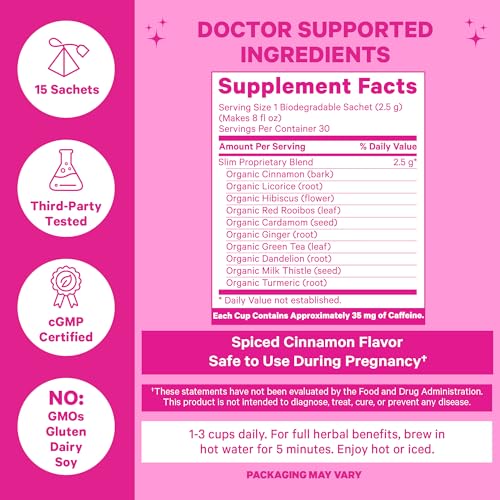 Pink Stork Slim Tea with Organic Dandelion Root, Green Tea, Ginger and Hibiscus for Detox Pink Stork buy supplements canada