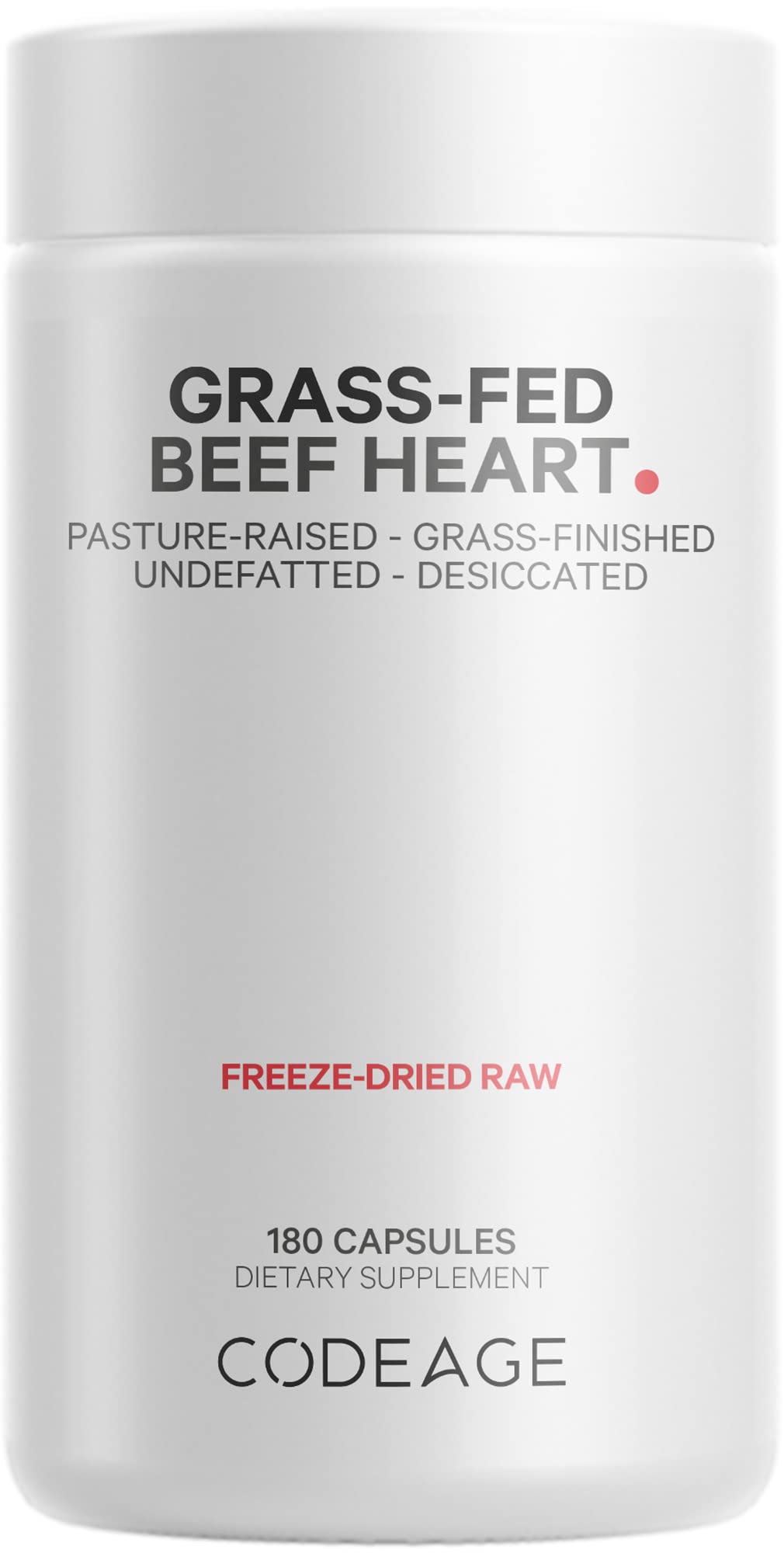Codeage Grass Fed Beef Heart Supplement - Freeze Dried, Non-Defatted, Desiccated Glandular Supplements - Bovine Meat & Liver Pills - Beef Vitamins for Heart - Non-GMO -180 Capsules Codeage buy supplements canada