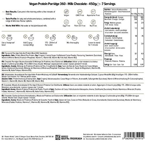 Protein Works - Vegan Protein Porridge 360 | High Protein Breakfast | Plant-Based | Chocolate | 450g THE PROTEIN WORKS buy supplements canada