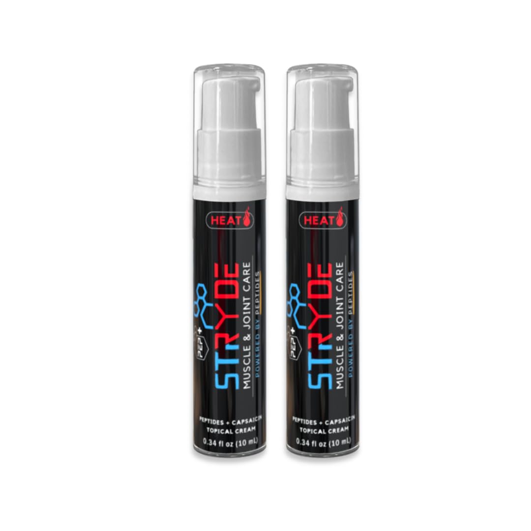PEP+ STRYDE HEAT - Peptide-Powered Muscle & Joint Care Cream for Pre-Workout Activation - Warming Capsaicin Formula, Fast-Absorbing, Non-Greasy, Travel-Ready 0.34 fl oz (2-Pack, 30-40 Uses per Bottle) PEP+ STRYDE buy supplements canada