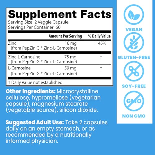 Doctor's Best PepZin GI, Zinc-L-Carnosine Complex for Men & Women - Zinc Carnosine Supplement Caps for Gut Health, Digestive Support, & Stomach Comfort Doctor's BEST buy supplements canada