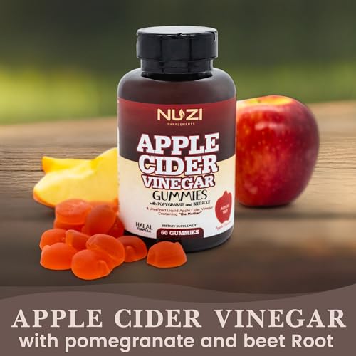 NUZI Apple Cider Vinegar Gummies with Pomegranate & Beetroot | 500 mg | Certified Halal NUZI buy supplements canada