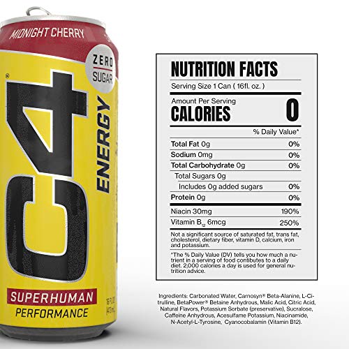 C4 Energy Carbonated Zero Sugar Energy Drink, Pre Workout Drink + Beta Alanine, Midnight Cellucor buy supplements canada
