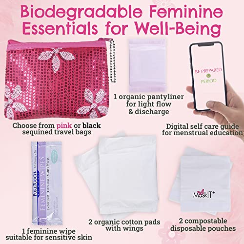 First Period Kit To-go! - Organic Biodegradable Tween Pads & Liner - Period Bags for Teen Girls Be Prepared. Period. buy supplements canada
