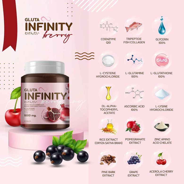 Gluta Infiniy 1000mg L-Glutathione Supplement Tripeptide Fish Collagen L-Glutamine Ascorbic Alizée Spa buy supplements canada