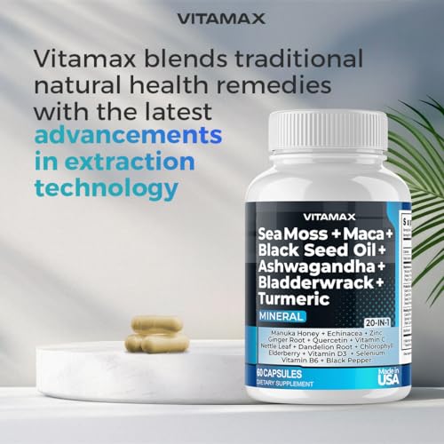 Sea Moss 3000mg Maca 1000mg Black Seed Oil 2000mg Ashwagandha 1000mg Bladderw Vitamax buy supplements canada