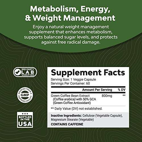 Pure Green Coffee Bean Extract Supplement – Best for Weight Loss Appetite Suppressant Natures Craft buy supplements canada