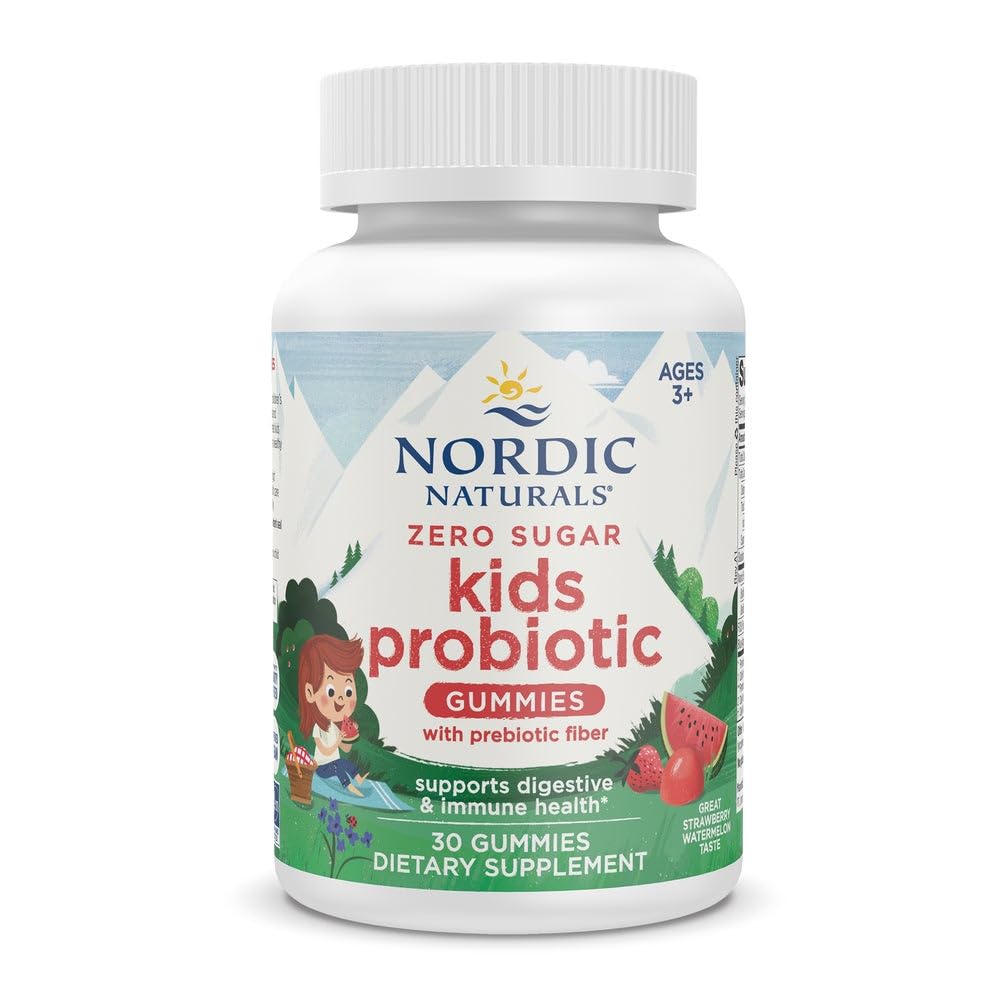 Nordic Naturals Vegan Probiotic Gummies Bundle - Zero Sugar Kids Probiotic Gummies - Strawberry Watermelon Flavor - 30 Gummies, Zero Sugar Probiotic Gummies - Strawberry Watermelon Flavor - 40 Gummies Nordic Naturals buy supplements canada