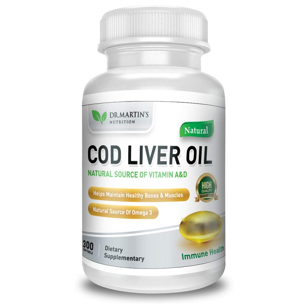 COD Liver Oil | 300 Softgels | Natural Source of Omega 3 Fatty Acids | Triple Strength | Best Immune Health, Healthy Bones & Muscle Dietary Supplement | DR. MARTIN'S NUTRITION buy supplements canada