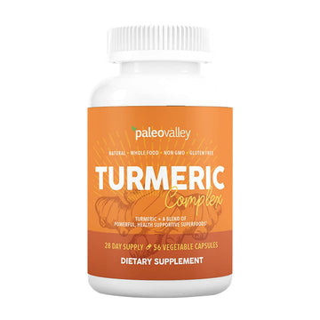 Paleovalley - Organic Turmeric Complex - Full Spectrum Organic Turmeric with Health-Supportive Superfoods - 56 Vegetarian Capsules - Support Joints, Immunity, Brain and Heart Health Paleovalley buy supplements canada