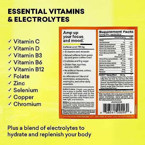 EBOOST Energy Drink & Electrolyte Powder, 20 Packets - Super Powder Orange EBOOST buy supplements canada