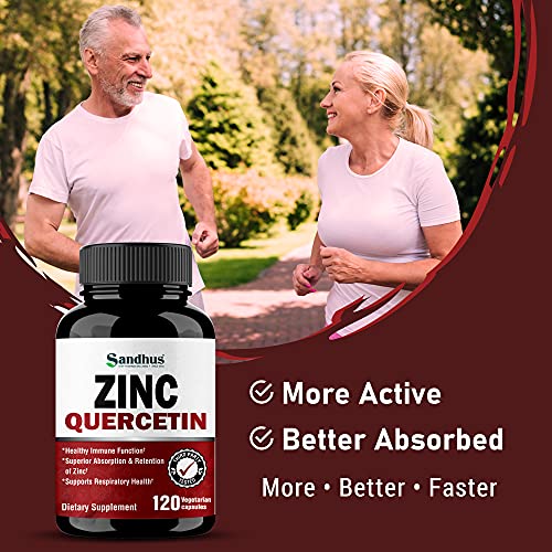 Sandhu's Zinc Quercetin 120 Vegetarian Capsules – Zinc Supplements for Antioxidant Sandhu's buy supplements canada