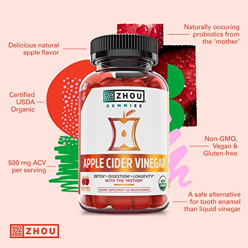 Zhou Nutrition Apple Cider Vinegar Gummies with The Mother, ACV Detox & Cleanse Zhou Nutrition buy supplements canada