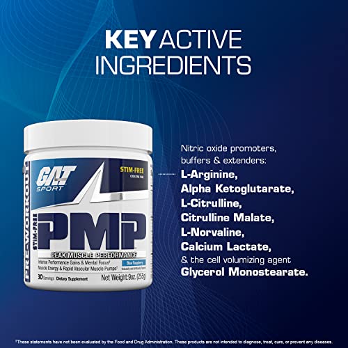 GAT SPORT PMP (Peak Muscle Performance), Pre-Workout, 30 Servings (Blue Raspberry GAT SPORT buy supplements canada