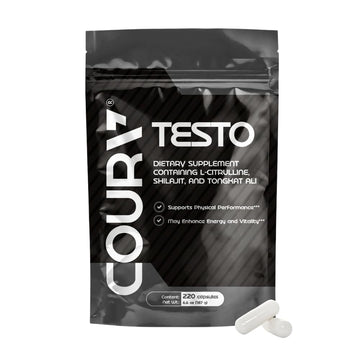 COURA Mens Testo Booster and Multivitamin for Men, 220 Capsules (55 Servings), with Shilajit, Zinc, Magnesium, L-Arginine, and Citrulline, Performance Support COURA buy supplements canada