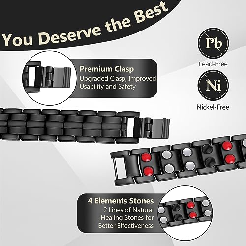 Feraco Mens Magnetic Bracelet Titanium Steel Magnetic Bracelet with Double Row 4 Elements Feraco buy supplements canada
