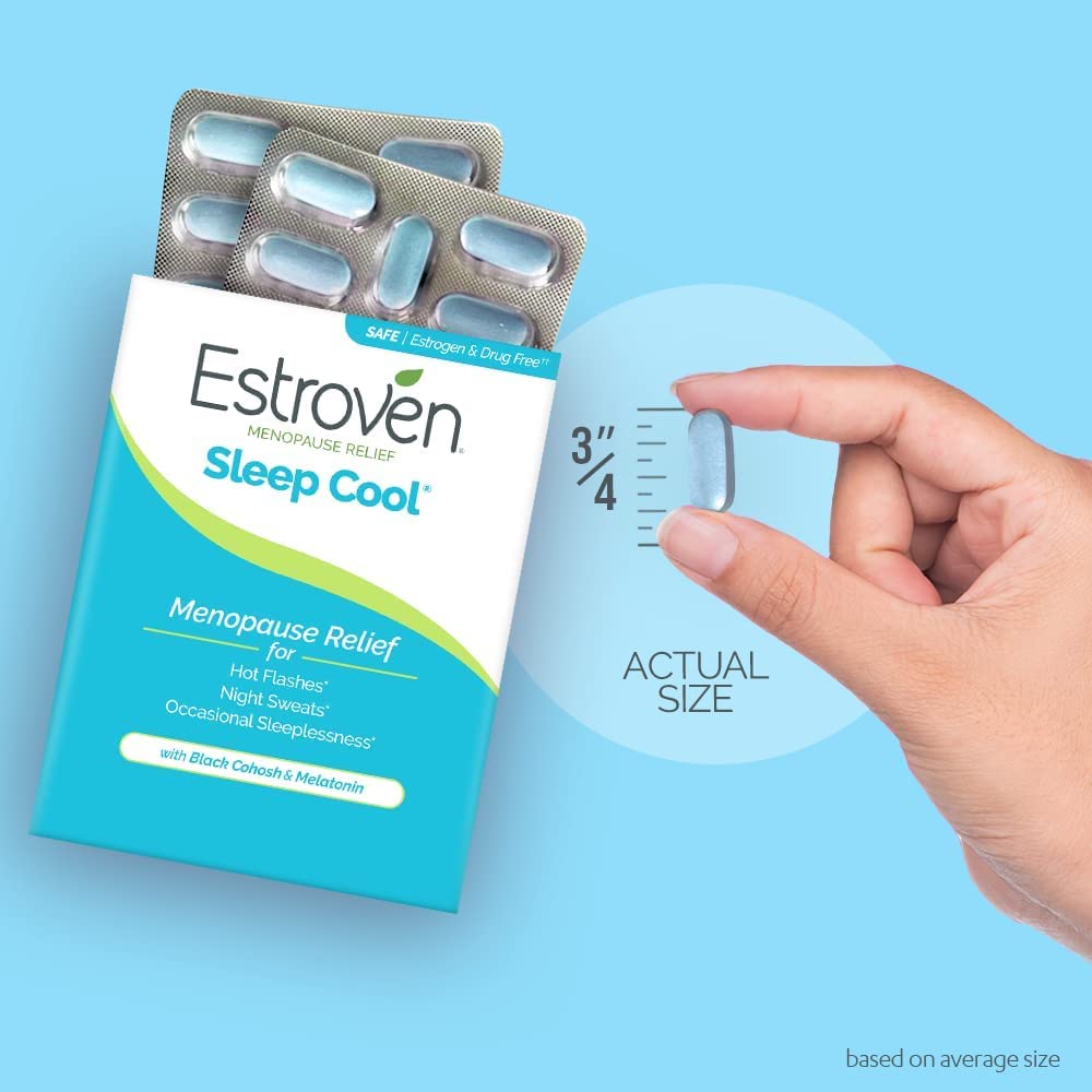 Estroven Sleep Cool for Menopause Relief, 30 Ct, Sleep Support Supplement With Clinically Proven Ingredients to Relieve Menopause Symptoms plus Night Sweats & Hot Flash Relief, Drug-No & Gluten-No Estroven buy supplements canada