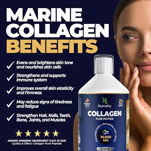 Nutrality Marine Collagen Sugar Free Liquid | Peptides, Hyaluronic Acid, Silica, Biotin, 10000mg Type 1 Nutrality buy supplements canada