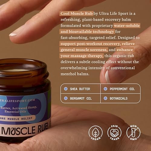 Ultra Life Sport – Premium Cooling Muscle Rub – Vegan Topical Balm with Peppermint & Bergamot – Organic, Non-GMO, Water-Based Formula – Clean Botanical Ingredients Ultra Life Sport buy supplements canada