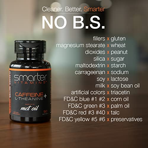 200mg Caffeine Pills - MCT Oil from 100% Coconuts + 100mg L-Theanine, Advanced Energy SmarterVitamins buy supplements canada