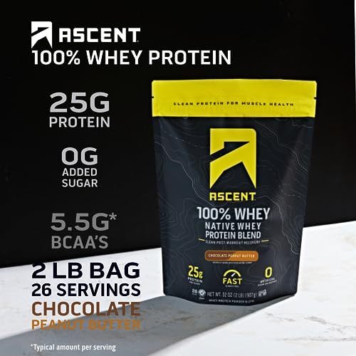 Ascent 100% Whey Protein Powder - Post Workout Whey Protein Isolate, Zero Artificial Ascent buy supplements canada