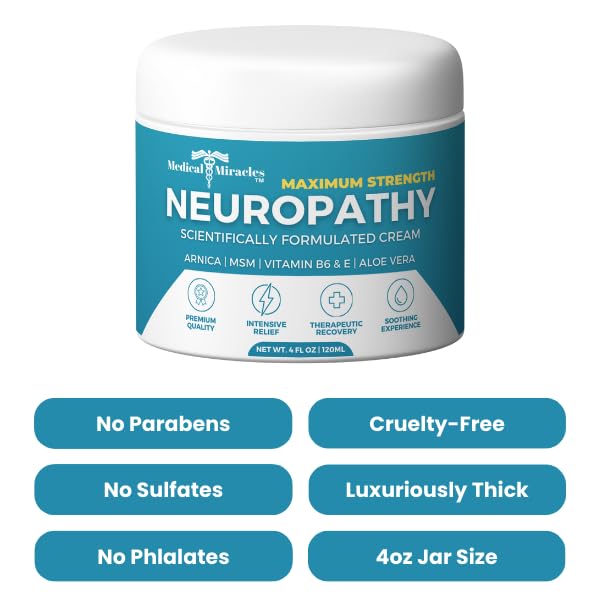 Medical Miracles Neuropathy Cream | Nerve Therapy Max-Potency Relief Cream for Feet, Hands, Legs, and Toes - Enriched with Arnica, Vitamin B6, Aloe Vera, MSM - Crafted for Exceptional Relief 4oz Medical Miracles buy supplements canada